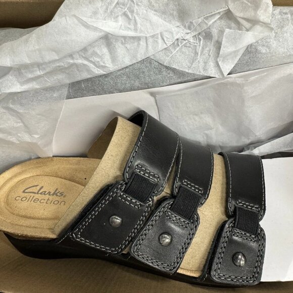 Clarks Calenne Lily Women’s Sandals Black Leather Size 8.5 W ($124 Retail) - Picture 3 of 3